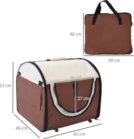 Saco de transporte para cães, caixa de transporte dobrável e respirável com almofada de pele de carneiro removível, 61 x 46 x 51 cm