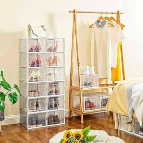 Conjunto de 18 caixas de sapatos empilháveis transparente, branco