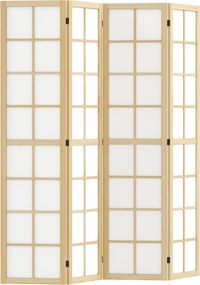 HOMCOM Biombo Dobrável de 4 Painéis Separador de Ambientes de Interior para Sala de Estar Dormitório e Escritório 160x170 cm Madeira e Branco | Aosom Portugal