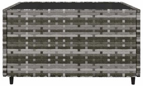3 pcs conjunto lounge de jardim c/ almofadões vime PE cinzento