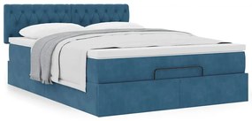 Estrutura de cama otomana com colchão 140x190cm azul escuro