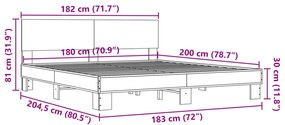 Estrutura de cama 180x200 cm derivados madeira/metal