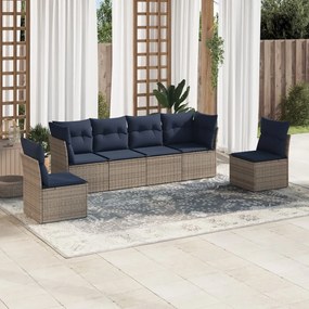 vidaXL 6 pcs conjunto sofás p/ jardim c/ almofadões vime PE cinzento