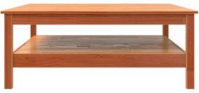 Mesa de centro 100x100x40 cm madeira pinho maciça castanho cera