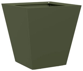 Vaso/floreira de jardim 2 pcs 30x30x30 cm aço verde azeitona