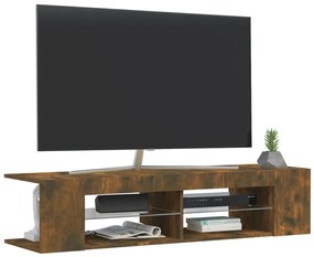 Móvel de TV com luzes LED 135x39x30 cm cor carvalho fumado