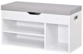 HOMCOM Sapateira com Assento Acolchoado Carga máxima de 120kg MDF 80x30x43cm Branco