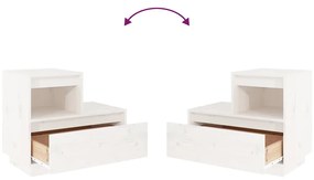 Mesa de cabeceira 60x34x51 cm madeira de pinho maciça branco