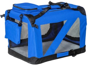 PawHut Bolsa Transporte Cães Gatos Respirável Dobrável Almofadada Janela Malha Confortável 60x42x42cm Azul Estilo Prático | Aosom Portugal