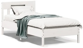 842655 vidaXL Estrutura de cama com cabeceira 100x200cm pinho maciço branco