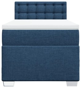 Cama com molas/colchão 80x200 cm tecido azul