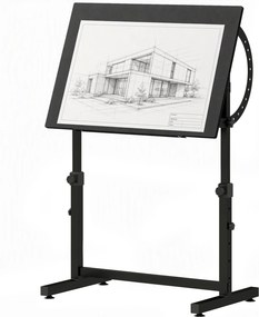 Mesa de Desenho, 90 x 60 x 90 cm, Tampo Inclinável até 85°, Preto