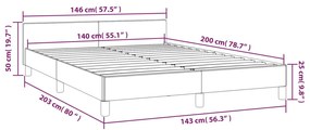 Estrutura cama cabeceira 140x200 cm couro artificial cappuccino