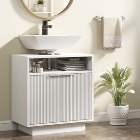Móvel para Lavatório Pousar (NÃO INCLUIDO) com 2 Portas Canaladas para Lavatório com ou sem Pedestal  60x33x63 cm Branco