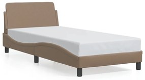 Estrutura cama c/ cabeceira couro artif. 90x190 cm cappuccino