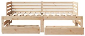 Sofá-cama com gavetas 90x200 cm madeira de pinho maciça