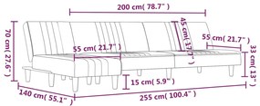 Sofá-cama em forma de L 255x140x70 cm tecido cinzento-claro