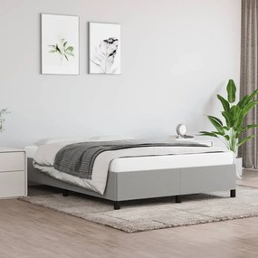 Estrutura de cama sem colchão 140x200 cm tecido cinzento-claro