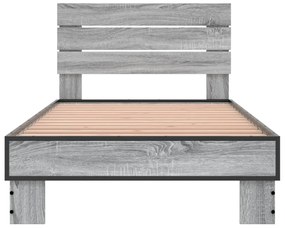 Estrutura de cama derivados de madeira e metal cinzento sonoma