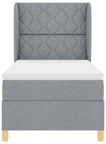 Cama Box Spring com Colchão Cinza Claro 90x190 cm em Tecido