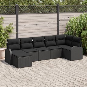 Conjunto de Sofá de Jardim vidaXL com Almofadas Preto Rattan Poly, Sof