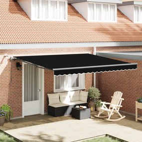 vidaXL Toldo Retrátil Automático com LED Preto 400x300 cm
