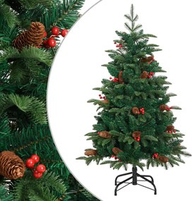 Árvore de Natal artificial articulada c/ pinhas e bagas 150 cm