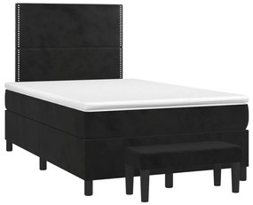 Cama boxspring com colchão 120x200 cm veludo preto