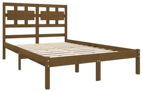 Estrutura de cama dupla pequena 120x190 cm madeira castanho mel