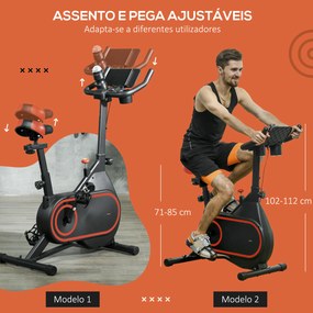 Bicicleta Estática com Ecrã LCD Assento e Guiador Ajustáveis Volante 4 kg e Porta Garrafa  93x48,5x102-112 cm Vermelho