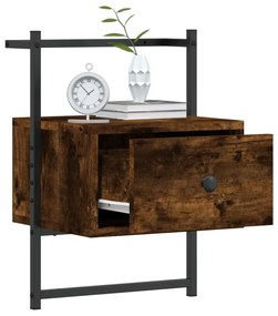 Mesa cabeceira parede 35x30x51cm deriv. madeira carvalho fumado