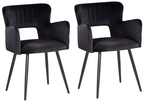 Conjunto de 2 cadeiras de jantar em veludo preto SANILAC Beliani
