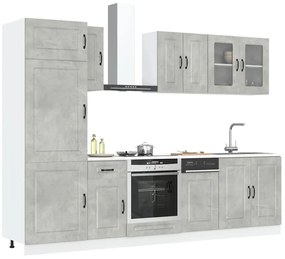 vidaXL 8 peças armário de cozinha conjunto Kalmar cinzento cimento