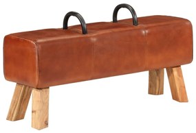 vidaXL Banco de ginásio 110 cm couro genuíno castanho