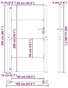 Portão de Jardim Preto 105 x 200 cm Aço com Revestimento em Pó