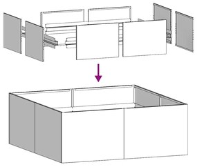 Vaso/floreira 100x100x30 cm aço galvanizado