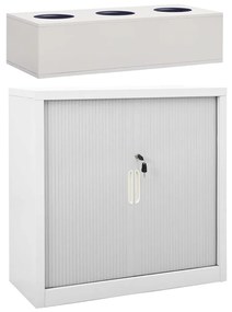 Armário de escritório c/ floreira 90x40x113 cm aço cinza-claro