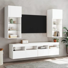 Móvel de parede para TV com luzes LED 40x30x40 cm branco
