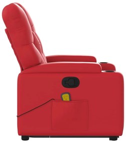 Poltrona massagens reclinável elevatória couro artif. vermelho