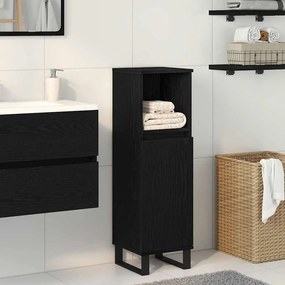 vidaXL Armário de Banheiro com porta Carvalho preto 30 x 30 x 100 cm
