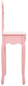 Toucador c/ banco 65x36x128 cm MDF e madeira de paulownia rosa