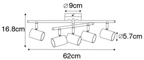 Candeeiro de teto moderno preto quadrado ajustável com 5 luzes - Jeana Moderno