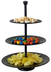 Bandeja de servir 3 níveis 36,5 cm preto mate