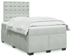 Cama boxspring com colchão 120x190 cm veludo cinzento-claro