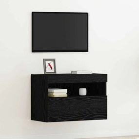 Cabinet de TV vidaXL com Luzes LED Carvalho Preto 60x30x40 cm