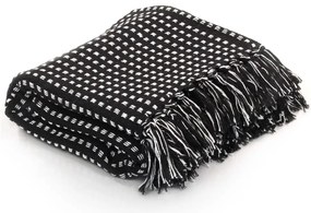 Manta em algodão aos quadrados 160x210 cm preto