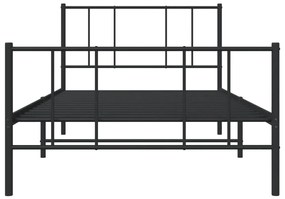 Estrutura de cama com cabeceira e pés 90x190 cm metal preto