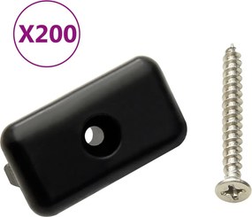VidaXL Clipes pavimento c/ parafusos 200 pcs plástico/aço inoxid. 304