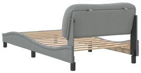 Estrutura de cama sem colchão 100x200 cm tecido cinzento-claro