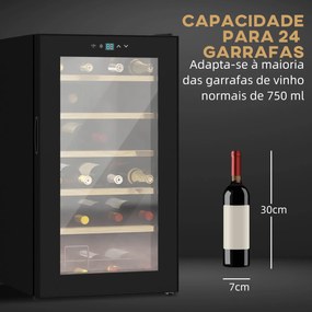 HOMCOM Cave de Vinho para 24 Garrafas Cave de Vinho 65L com Luz LED In